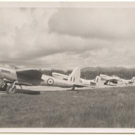 Fighter planes at Coffs Harbour Airport for an Air Pageant, 7 March 1949