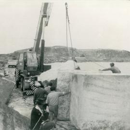 New blocks for the breakwall, August 1974