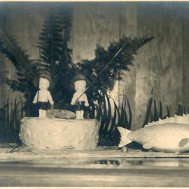 Cake topper porcelain dolls land a fish