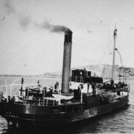 SS Uki departing Coffs Jetty with a load of timber, 1931 