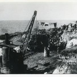 Laying of the first stone for the southern breakwall, 28 June 1917