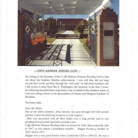 History of the Coffs Harbour Bowling Club