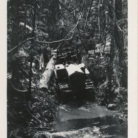 Logging with tractor, 1936