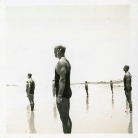 Men's surf lifesaving-team at a carnival