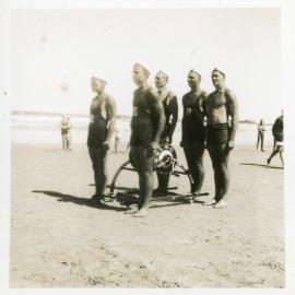 Men's surf lifesaving-team at a carnival