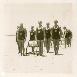 Men's surf life-saving team at a carnival