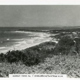 Overlooking Sawtell Beach and Sawtell township, 1930s