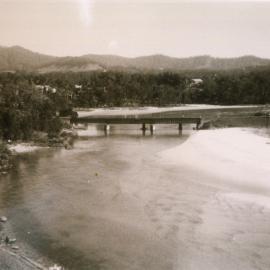 Boambee Creek and railway bridge, 1950s