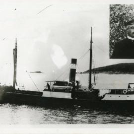 SS Cooloon and Captain Colvin inset, c.1910