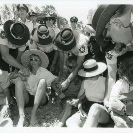 Police arrest protesters at the Look-At-Me-Now outfall protest, November 1991