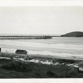 Railway line and bathing sheds, 1933