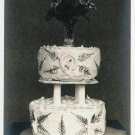 A two-tiered wedding cake, 29 June 1946