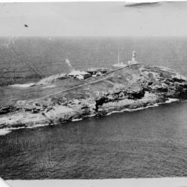 Aerial view of the South Solitary Island Lightkeepers' quarters, early 1950s