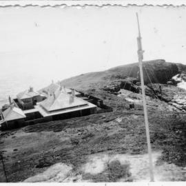 Lightkeepers' cottages and flagstaff radio tower on South Solitary Island, 1951