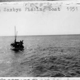 Len Saxby's fishing boat off South Solitary Island, 1951