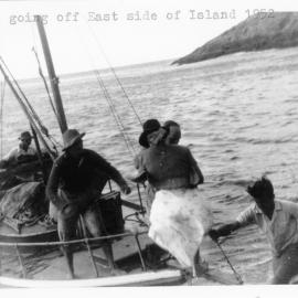 Edwards' boat off the east side of South Solitary Island, 1952