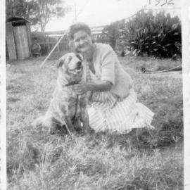 Alice Edwards with a canine companion, 1952
