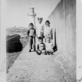 Lightkeeper families on South Solitary Island, 1951