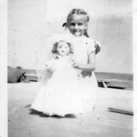 Six year old Shirley Hobman on South Solitary Island, Christmas 1951
