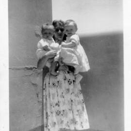 Linda Hobman and Elaine Cox with son Raymond on South Solitary Island, 1952