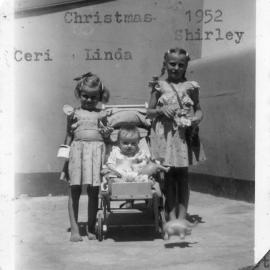 Ceri with Linda and Shirley Hobman on South Solitary Island, Christmas 1952