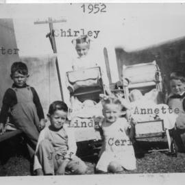Hobman and Chappelow children on South Solitary Island, 1952