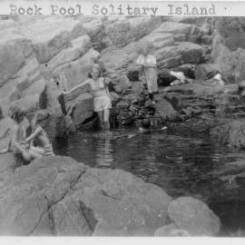 Enjoying a dip in the rock pool on South Solitary Island, 1952