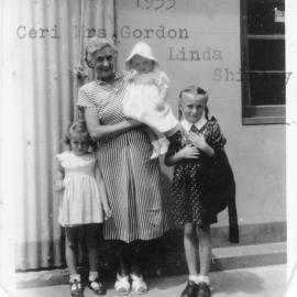 Margaret Gordon with the Hobman girls on South Solitary Island, 1953