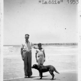 Verdi Schwinghammer and Richard Morgan with "Laddie", 5 January 1953