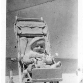 Six month old Steven Hobman on South Solitary Island, 1954