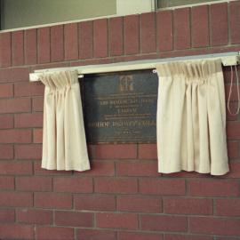 Plaque confirming the opening of Bishop Druitt College, 13 July 1994 