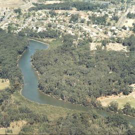 Aerial view of the Historic Cemetery and Coffs Creek, August 1990