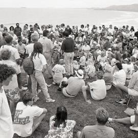 Crowds at the Look-At-Me-Now outfall protest, late 1991