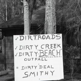 Sign to stop the outfall proposal, 23 October 1991