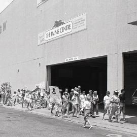 Protestors walk along Vernon Street, late 1991