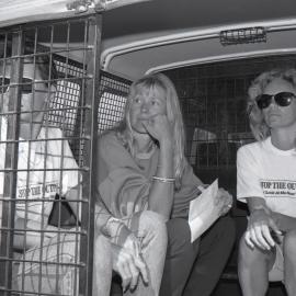 Protestors inside the paddy wagon, late 1991