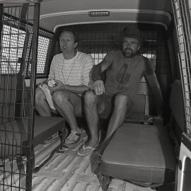 Protestors in the back of the paddy wagon, 26 November 1991