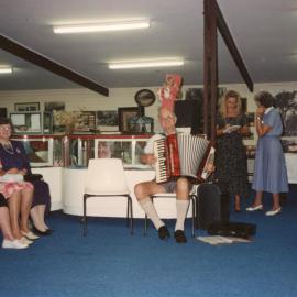 Piano accordion player at the Regional Museum, 7 April 1993