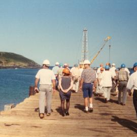 Inspecting the jetty before refurbishment, 14 October 1996