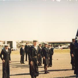 Naval cadets' armed party form to take the colours at the Jetty Centenary, 2 August 1992