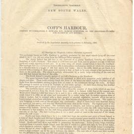 Marine Surveyor's Report on 'Coff's Harbour', 1892