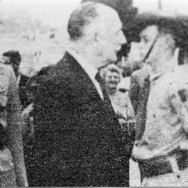 Sir Dallas Brooks inspects a High School cadets Guard of Honour, 29 April 1961