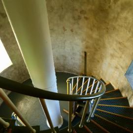 The spiral staircase inside the South Solitary Island Lighthouse, 6 May 2019