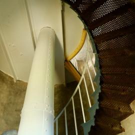 View up the spiral staircase inside the Lighthouse, 6 May 2019