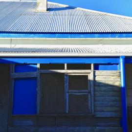 Chimney with wall and window treatments at the cottages, 6 May 2019