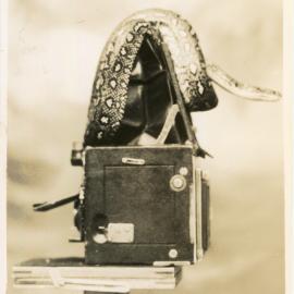Photograph of Joe Blake on Marie Hunt's Camera, c. 1950