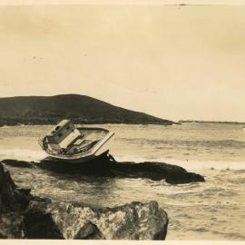 Photograph of Hardy's Boat run aground, 1950