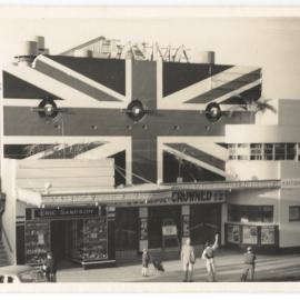 Tasma Theatre painted with the Union Jack c. 1953