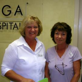 Front office Secretaries Carolyn Delaney and Lyn Fengler at Baringa Private Hospital, 2006