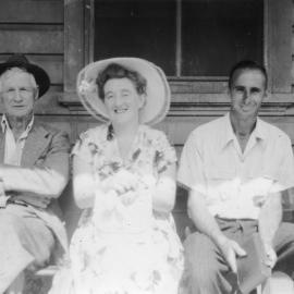 Joseph Hill with Margaret Bevan and Chris Lewthwaite at the Coffs Harbour Railway Station, 1951